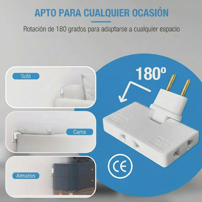 [Pack 5 uds] Enchufe Plano de Pared Giratorio 180º